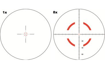 Image of Trijicon VCOG VC18 1-8x28mm Rifle Scope, 34 mm Tube, First Focal Plane, Black, Red MOA Crosshair Dot w/ Segmented Circle Reticle, MOA Adjustment, 2400001