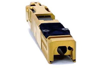 Image of Trinity Nevada Deimos Slide Assembly, Glock 17 Gen 4, Gold TiN Slide &amp; DLC Black Barrelcomp, Full, DM147GGTD
