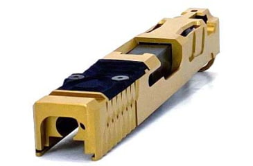 Image of Trinity Nevada Deimos Slide Assembly, Glock 17 Gen 4, Gold TiN Slide &amp; DLC Black Barrelcomp, Full, DM147GGTD