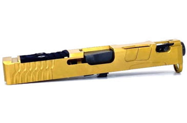 Image of Trinity Nevada Deimos Slide Assembly, Glock 17 Gen 4, Gold TiN Slide &amp; DLC Black Barrelcomp, Full, DM147GGTD