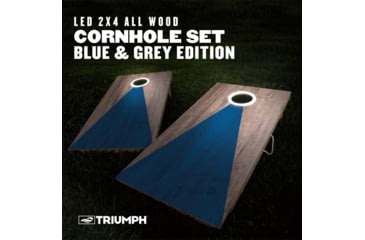 Image of Triumph Triumph Led 2X4 All-Wood Cornhole Set, Blue/Grey, 35-8020-3