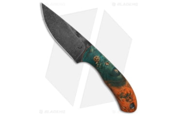 Image of Trollsky Custom Knives Archer Fixed Blade Knife, 4.50in, Carbon Steel, Wood, Blue/Orange Handle, Blue/Orange/Gray, 9.00 inch, BHQ-202591