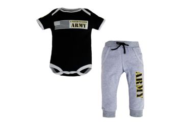 Image of Trooper Clothing Army Infant 2 Piece Jogger Set - Kids, Black/Grey, 0/3 months 2520-2520-0/3