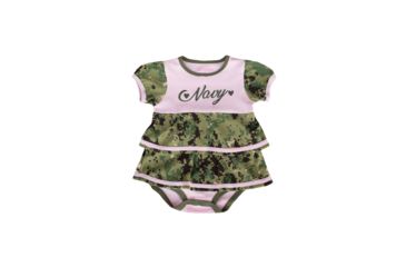 Image of Trooper Clothing Navy Type III Infant Ruffle Dress, Pink/NWU III, 0/3 months 7606-7606- 0/3