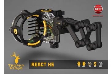Image of Trophy Ridge React H5 Sight / 5 Pin / Right Handed / .019, Black, AS855