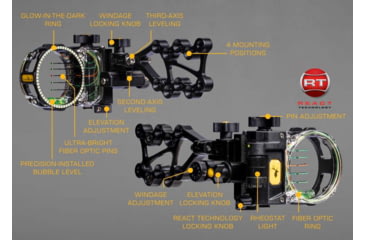 Image of Trophy Ridge React Pro Bow Sight, 5-pin, .019 Rh, Black, AS825R19