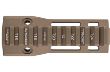 Image of Troy Battlerail, SOCC 9mm, 4.5in, Special Ops M-LOK Compatible, Low Profile, Mil-Spec Hard Coat Anodized, Flat Dark Earth, SRAI-SR9-45FT-00
