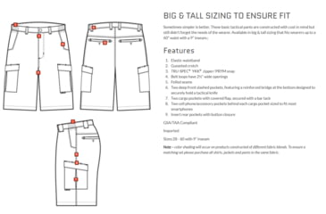 Image of Tru-Spec Mens TRU Simple Tactical Shorts - Mens, Polyester/Cotton Rip-Stop w/ Cargo Pockets, Olive Drab, 60, 4278018