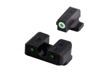 Image of TruGlo Brite Site Tritium Pro Front/Rear Green Night Sight Set for HK VP9/VP40/P30/HK45, 3-Dot Configuration Front, White Focus Lock Ring, Steel, Black, TG-TG231H1W