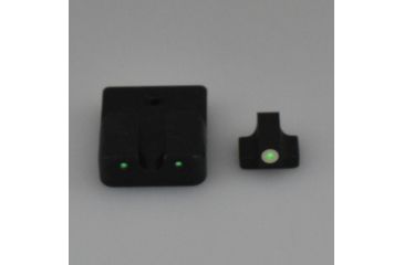 Image of TruGlo Brite Site Tritium Pro Front/Rear Green Night Sight Set for HK VP9/VP40/P30/HK45, 3-Dot Configuration Front, White Focus Lock Ring, Steel, Black, TG-TG231H1W