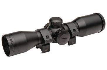 Image of TruGlo Hunt-Tec Compact Rifle Scope 4x32mm Dual-Color Illuminated Duplex Reticle Weaver-Style Rings Included Matte Black