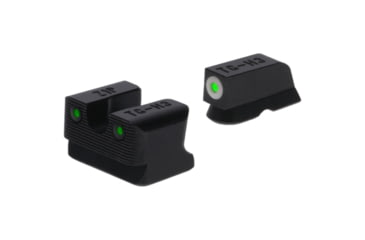 Image of TruGlo Tritium Pro Night Sight Set, Canik MC9, Green Glow/White Ring Front and Green/Black Rear, Black, TG-TG231K3W
