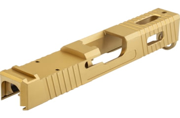 Image of TRYBE Defense Glock 19 Pistol Slide - Version 1, Gen 4, Viper Cut, Gold, SLDG19G4VPR-GLD