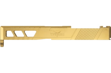 Image of TRYBE Defense Glock 19 Pistol Slide - Version 2, Gen 5, Viper Cut, Gold, SLDG19G5VPRV2-GLD