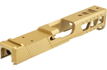 Image of TRYBE Defense Glock 19 Pistol Slide - Version 2, Gen 5, Viper Cut, Gold, SLDG19G5VPRV2-GLD
