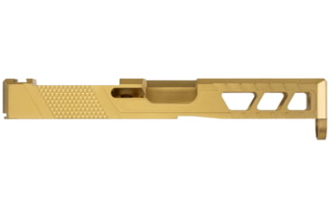 Image of TRYBE Defense Glock 19 Pistol Slide - Version 2, Gen 5, Viper Cut, Gold, SLDG19G5VPRV2-GLD