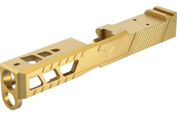 Image of TRYBE Defense Glock 19 Pistol Slide - Version 2, Gen 5, Viper Cut, Gold, SLDG19G5VPRV2-GLD