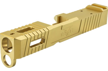 Image of TRYBE Defense Glock 26 9mm Pistol Slide, Glock 26, Gen 3/4, DeltaPoint Pro Cut, Version 1, Cerakote, Gold, SLDG26G34DP-GLD
