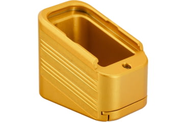 Image of TRYBE Defense Magazine Extension Base Pad, Glock 17/17L/19X/22/34/45, 9mm/.40 S&amp;W, 4/5-Round, Gold, MAGEXTG174/5-GLD-5RD