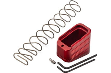Image of TRYBE Defense Magazine Extension Base Pad, Glock 17/17L/19X/22/34/45, 9mm/.40 S&amp;W, 4/5-Round, Red, MAGEXTG174/5-RD-5RD