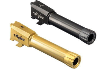 Image of TRYBE Defense Smith &amp; Wesson M&amp;P Shield Match Grade Threaded Pistol Barrel, Black, Gold, Titanium