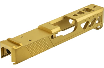 Image of TRYBE Defense Glock 26 Pistol Slide - Version 2, Gen 3/4, DeltaPoint Pro Cut, Gold, SLDG26G34DPV2-GLD
