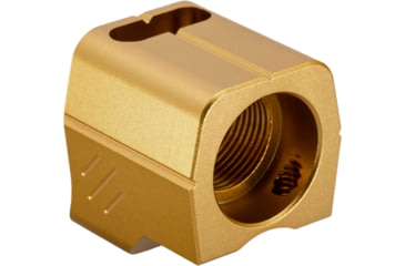 Image of TRYBE Defense Universal Single Port 9mm Compensator, Compact Firearms, Gold, TRBDSPUNI9MMCC-GLD