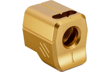 Image of TRYBE Defense Universal Single Port 9mm Compensator, Compact Firearms, Gold, TRBDSPUNI9MMCC-GLD