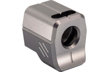 Image of TRYBE Defense Universal Single Port 9mm Compensator, Compact Firearms, Gray, TRBDSPUNI9MMCC-GR