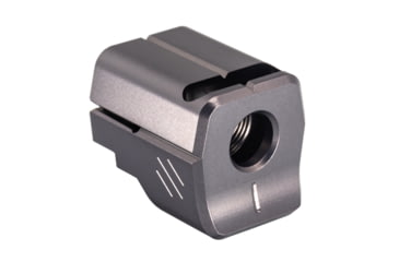 Image of TRYBE Defense Universal Single Port 9mm Compensator, Full Size Firearms, Gray, TRBDSPUNI9MMFS-GR