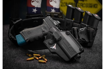 Image of TRYBE Tactical Universal Holster w/ Paddle and Belt Clip, Right, Black, TRT-UH-PBCKIT-BL