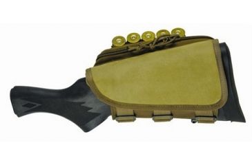 Image of TUFF Products Ez-Adjust Butt Stock Saddle w/ Zippered Pocket, Coyote Brown, 12 Gauge Shell Holder 4014-CBV-12G