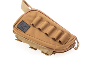 Image of TUFF Products Ez-Adjust Butt Stock Saddle w/ Zippered Pocket, Coyote Brown, 12 Gauge Shell Holder 4014-CBV-12G