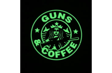 Image of TUFF Products Glow in the Dark Guns and Coffee Patch, 2.5in, Green/Black, P-GNC-GLOW