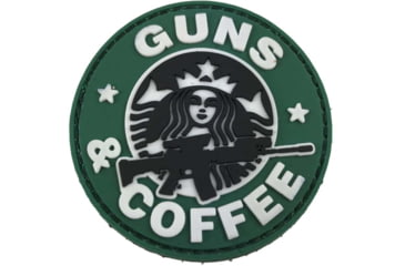 Image of TUFF Products Glow in the Dark Guns and Coffee Patch, 2.5in, Green/Black, P-GNC-GLOW