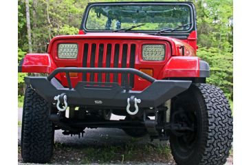 Image of Tuff Stuff Overland Front Bumper w/ D-Rings for 87-06 Jeep Wrangler YJ/TJ, Matte, Black, NSN N, TS-FB-8706