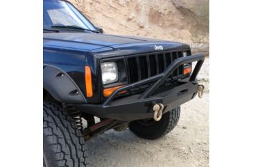Image of Tuff Stuff Overland Front Winch Bumper w/ D-Rings for 84-01 Jeep Cherokee XJ, Matte, Black, NSN N, TS-FB-XJ-8401