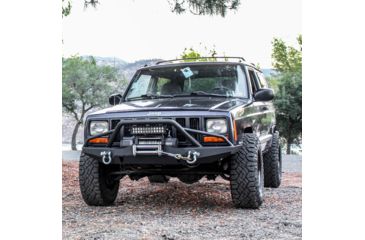 Image of Tuff Stuff Overland Front Winch Bumper w/ D-Rings for 84-01 Jeep Cherokee XJ, Matte, Black, NSN N, TS-FB-XJ-8401