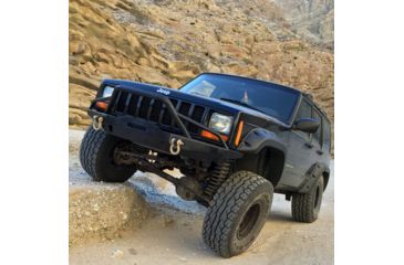 Image of Tuff Stuff Overland Front Winch Bumper w/ D-Rings for 84-01 Jeep Cherokee XJ, Matte, Black, NSN N, TS-FB-XJ-8401