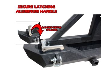 Image of Tuff Stuff Overland Rear Bumper &amp; Tire Carrier Swing for 07-18 Jeep Wrangler JK w/ D-Rings, Matte, Black, NSN N, TS-RBTC-JK