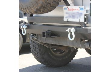 Image of Tuff Stuff Overland Rear Bumper &amp; Tire Carrier Swing for 87-06 Jeep Wrangler YJ/TJ w/ D-Rings, Matte, Black, NSN N, TS-RBTC-8706