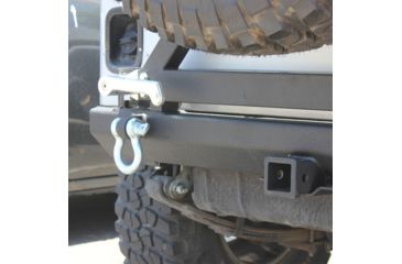 Image of Tuff Stuff Overland Rear Bumper &amp; Tire Carrier Swing for 87-06 Jeep Wrangler YJ/TJ w/ D-Rings, Matte, Black, NSN N, TS-RBTC-8706