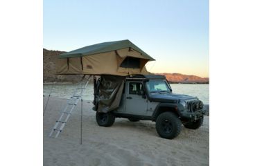 Image of Tuff Stuff Overland Rooftop Tent & Annex Room 3 Person Ranger Overland Sand, Sand Tent/Black Cover, NSN N, TS-RTT-ANX-RAN