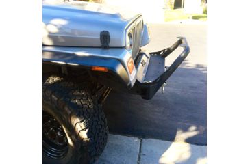 Image of Tuff Stuff Overland Stubby Front Winch Bumper for 87-06 Jeep Wrangler TJ/YJ, Matte, Black, NSN N, TS-FB-8706-STB