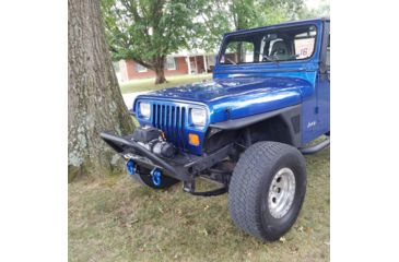 Image of Tuff Stuff Overland Stubby Front Winch Bumper for 87-06 Jeep Wrangler TJ/YJ, Matte, Black, NSN N, TS-FB-8706-STB