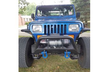 Image of Tuff Stuff Overland Stubby Front Winch Bumper for 87-06 Jeep Wrangler TJ/YJ, Matte, Black, NSN N, TS-FB-8706-STB