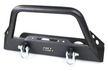 Image of Tuff Stuff Overland Stubby Front Winch Bumper for 87-06 Jeep Wrangler TJ/YJ, Matte, Black, NSN N, TS-FB-8706-STB