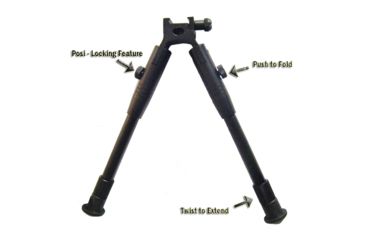 Image of Tuff Zone Tactical Bi-Pod 8-10in, w/ Picatinny &amp; Swivel Stud Mounting Systems, TZ-MBP15