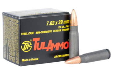 Image of Tula Ammunition 7.62X39mm 122 Grain Full Metal Jacket Steel Centerfire Rifle Ammo, 20 Rounds, TULA762OS
