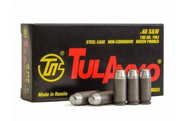 Image of TulAmmo Ammunition, .40 S&amp;W, 180 Grain, Full Metal Jacket, Steel Case, 50-Rounds, TA401800